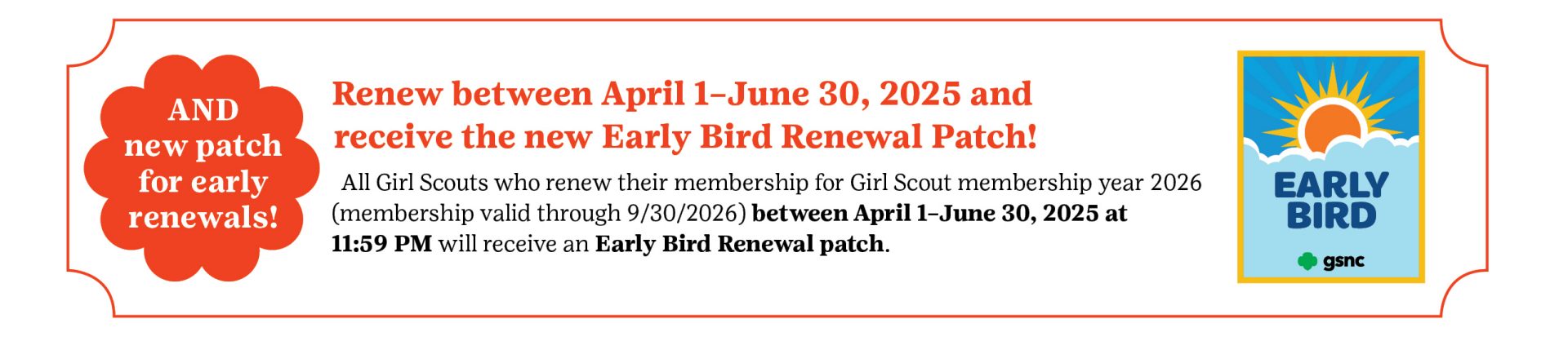 GSNC Renew Incentive 4 - GSNC Early Bird Patch